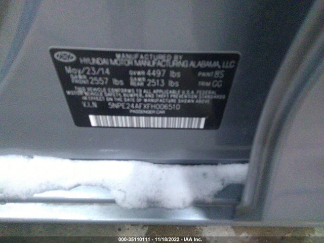 2015 HYUNDAI SONATA 2.4L SE VIN: 5NPE24AFXFH006510