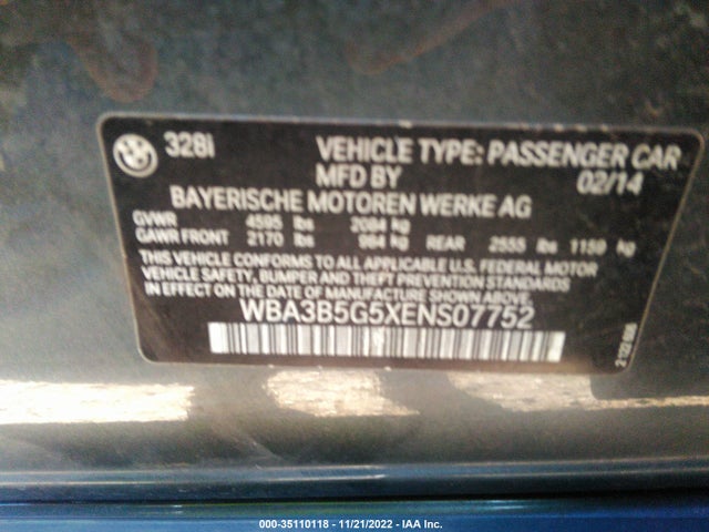 BMW 3 Series 2014 WBA3B5G5XENS07752 Image 9