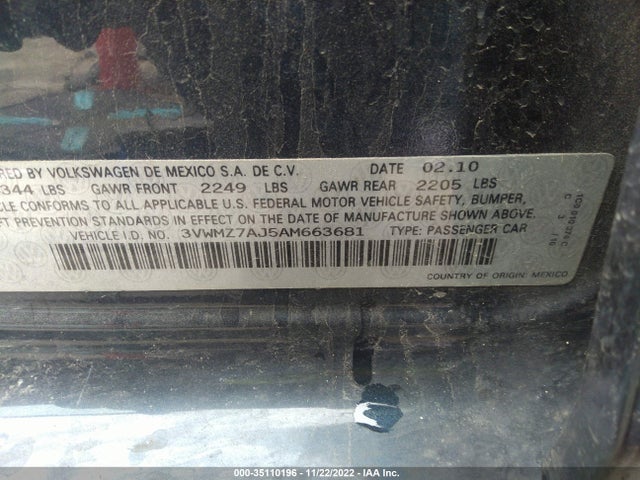 3VWMZ7AJ5AM663681 Volkswagen Jetta Sportwagen S