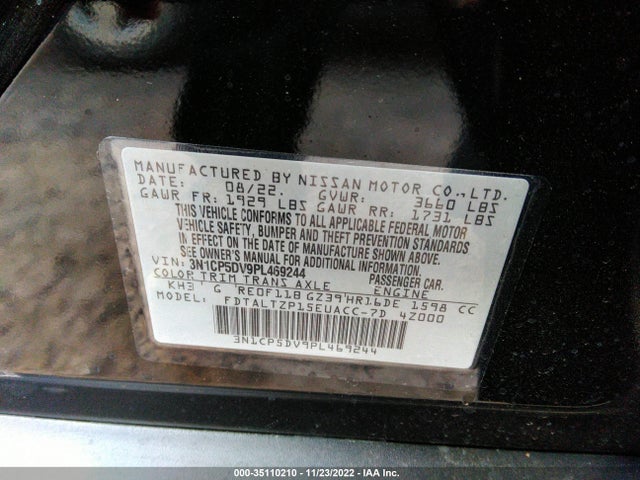 2023 NISSAN KICKS SR VIN: 3N1CP5DV9PL469244