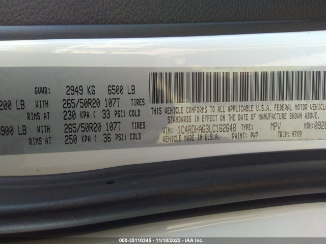 Dodge Durango Sxt Plus 2020 1C4RDHAG3LC162648 Image 9