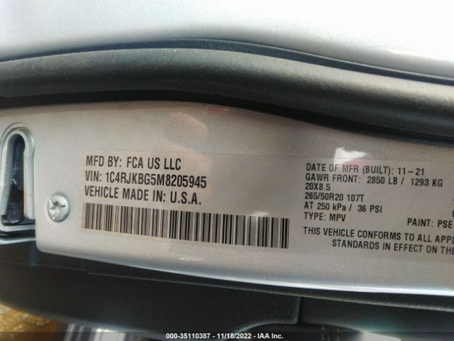 1C4RJKBG5M8205945 Jeep Grand Cherokee L Limited