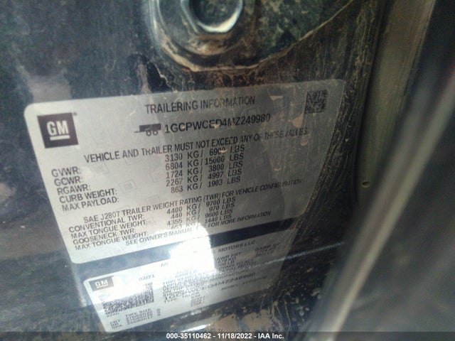 2021 CHEVROLET SILVERADO 1500 LT VIN: 1GCPWCED4MZ249980