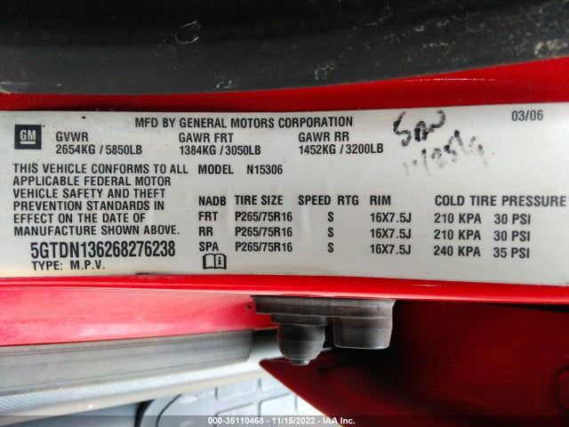 5GTDN136268276238 Hummer H3