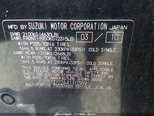 JS3TE0D22A4110389 Suzuki Grand Vitara