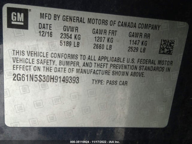 2017 Cadillac XTS, VIN: 2G61N5S30H9149393