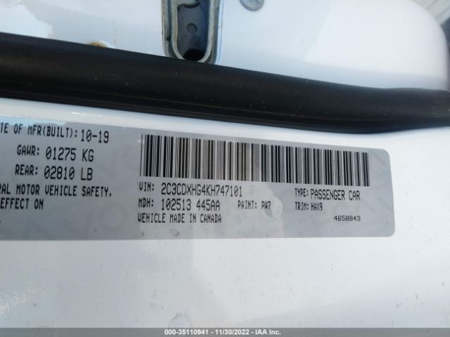 2C3CDXHG4KH747101 Dodge CHARGER GT