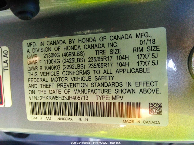 Honda CR-V LX 2018 2HKRW5H33JH405713 Image 9