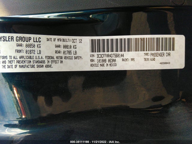 3C3CFFAR4DT560144 Fiat 500 POP