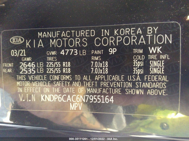 2022 Kia Sportage, VIN: KNDP6CAC6N7955164
