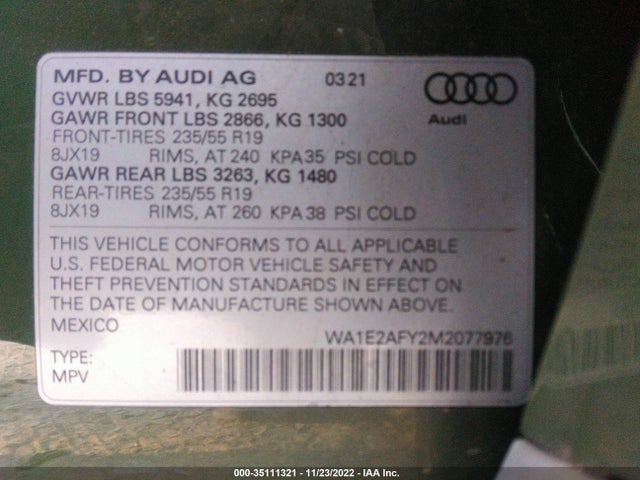 2021 Audi Q5, VIN: WA1E2AFY2M2077976