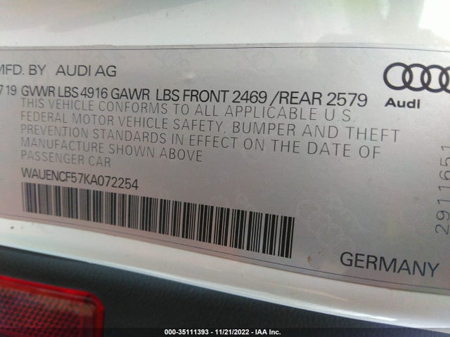 2019 Audi A5, VIN: WAUENCF57KA072254