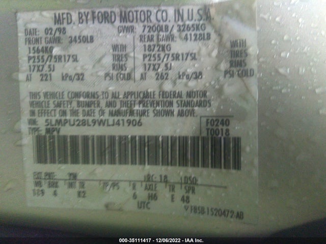 Lincoln Navigator 1998 5LMPU28L9WLJ41906 Image 11