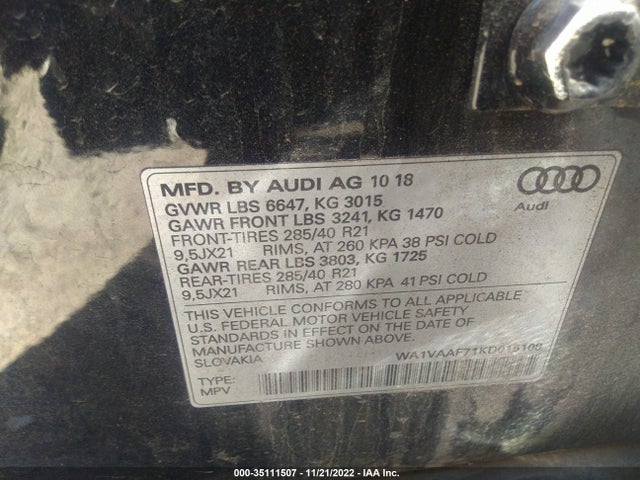 2019 Audi Q7, VIN: WA1VAAF71KD015108