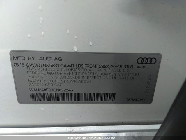2016 Audi A8, VIN: WAU34AFD1GN022245