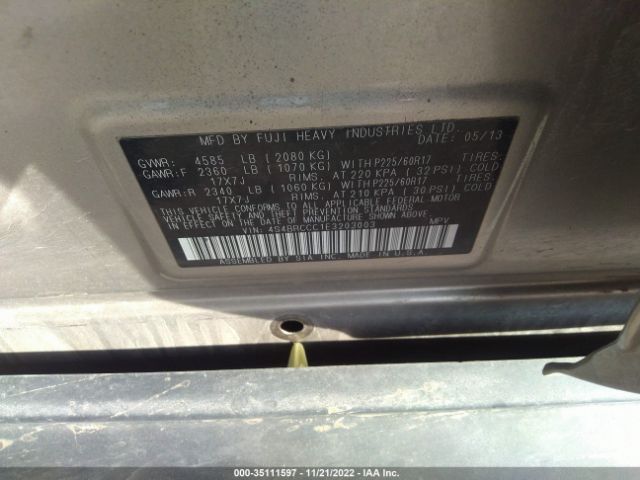 4S4BRCCC1E3203003 Subaru Outback 2.5i Premium