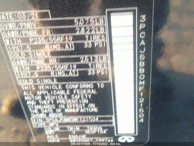 2021 Infiniti QX50, VIN: 3PCAJ5BB0MF121504