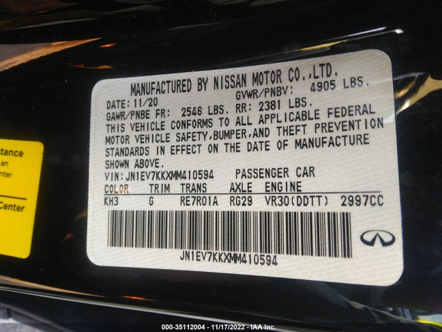 2021 Infiniti Q60, VIN: JN1EV7KKXMM410594