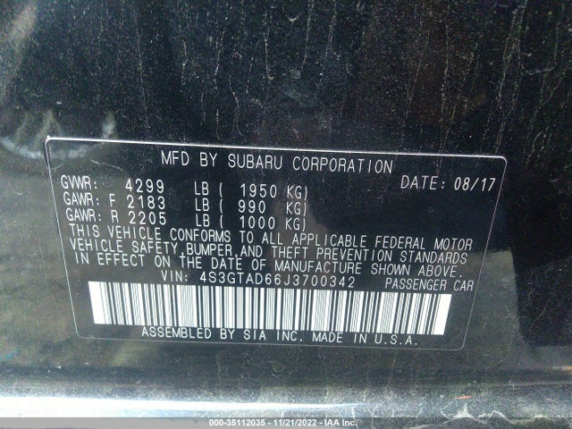 2018 Subaru Impreza, VIN: 4S3GTAD66J3700342