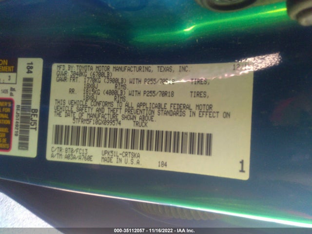 2016 Toyota Tundra, VIN: 5TFRM5F10GX099574