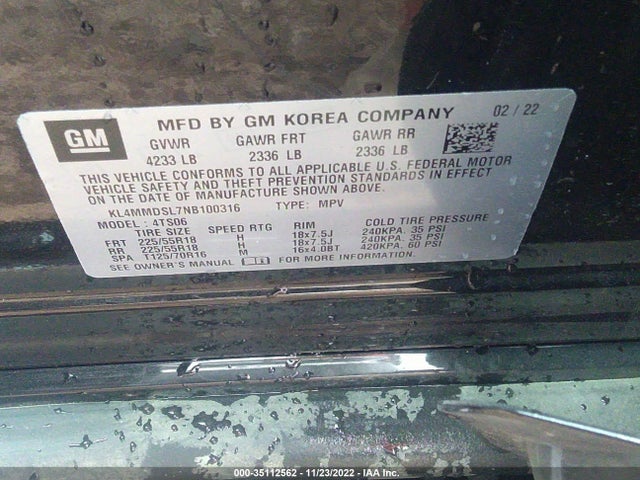 2022 Buick Encore, VIN: KL4MMDSL7NB100316