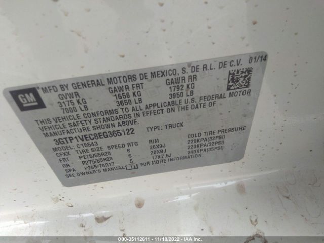 3GTP1VEC8EG365122 GMC Sierra 1500 Slt