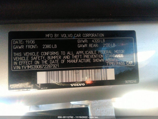Volvo S40 2.4l 2007 YV1MS390672287921 Image 10