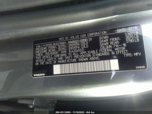 LYV102RL9KB219901 Volvo Xc60 Inscription