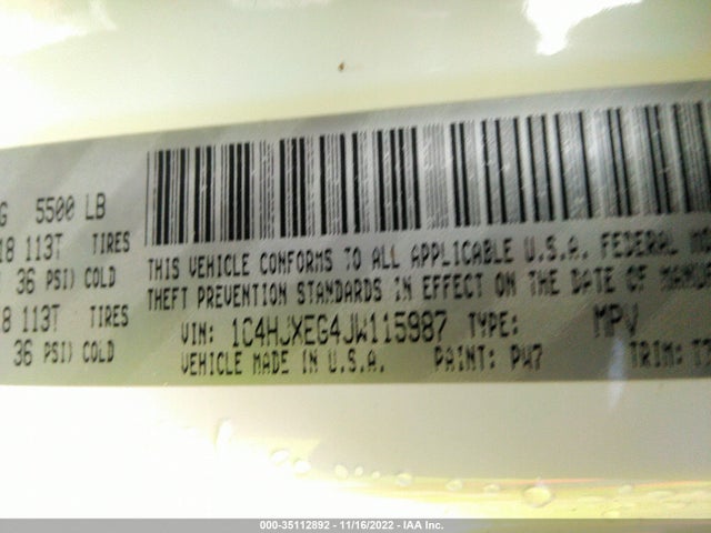 1C4HJXEG4JW115987 Jeep Wrangler Unlimited Sahara 4x4