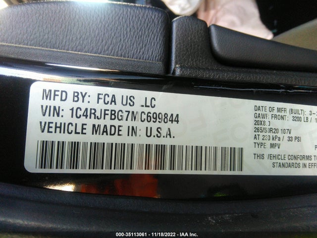 1C4RJFBG7MC699844 Jeep Grand Cherokee 80th Anniversary