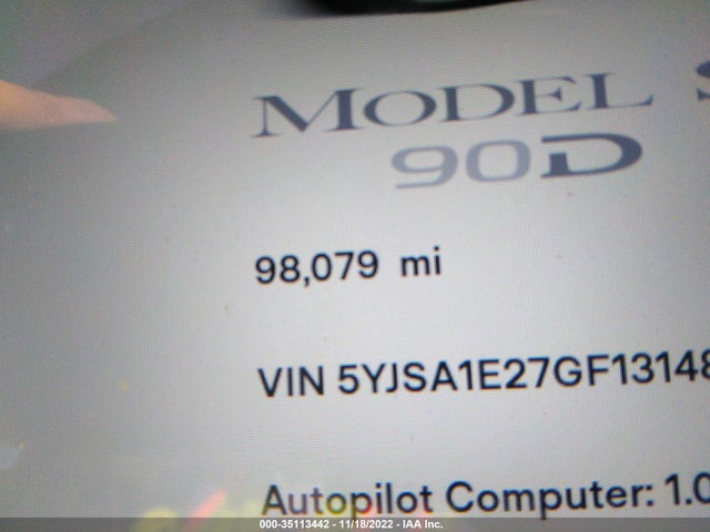 Tesla Model S 90d/70d/75d/60d/85d 2016 5YJSA1E27GF131489 Image 8