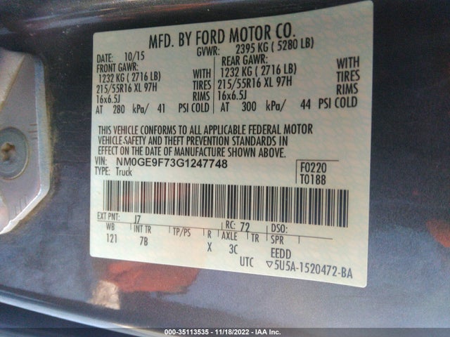 2016 Ford Transit Connect, VIN: NM0GE9F73G1247748