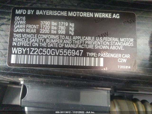 2016 BMW i3, VIN: WBY1Z2C50GV556947