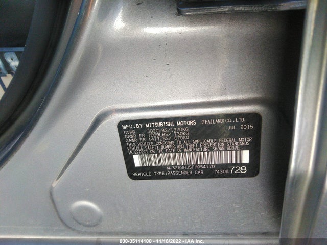 ML32A3HJ5FH054170 Mitsubishi Mirage De/rf