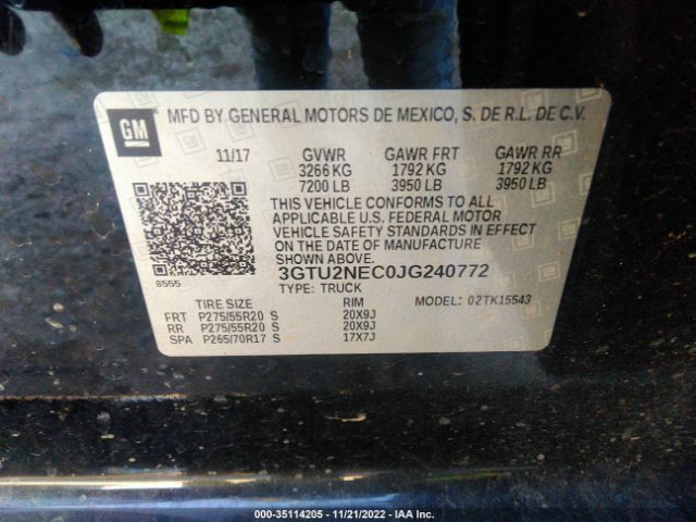3GTU2NEC0JG240772 GMC Sierra 1500 Slt