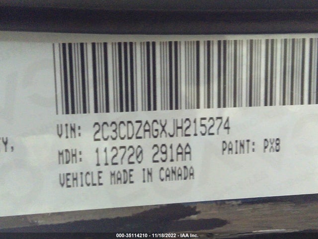 2018 Dodge Challenger, VIN: 2C3CDZAGXJH215274