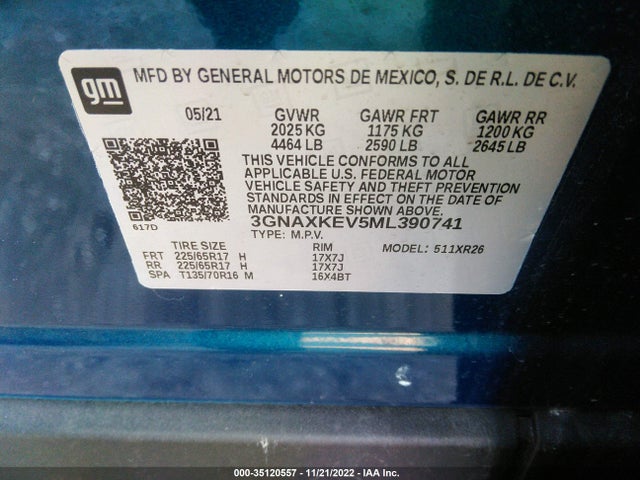 Chevrolet EQUINOX LT 2021 3GNAXKEV5ML390741 Image 9