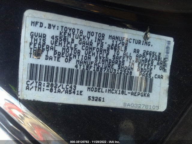 1999 TOYOTA AVALON XL/XLS VIN: 4T1BF18B7XU312320