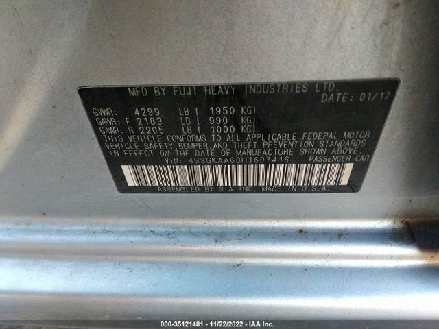 Subaru Impreza 2017 4S3GKAA68H1607416 Image 10