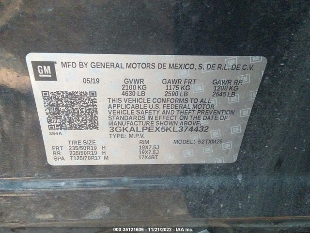 3GKALPEX5KL374432 GMC Terrain Slt