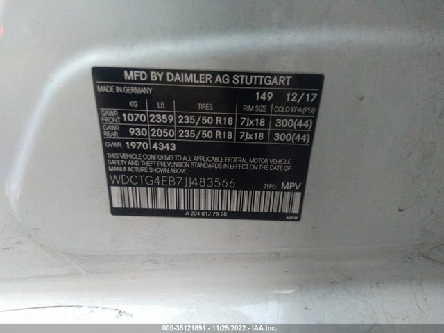 Mercedes-Benz GLA 2018 WDCTG4EB7JJ483566 Image 10