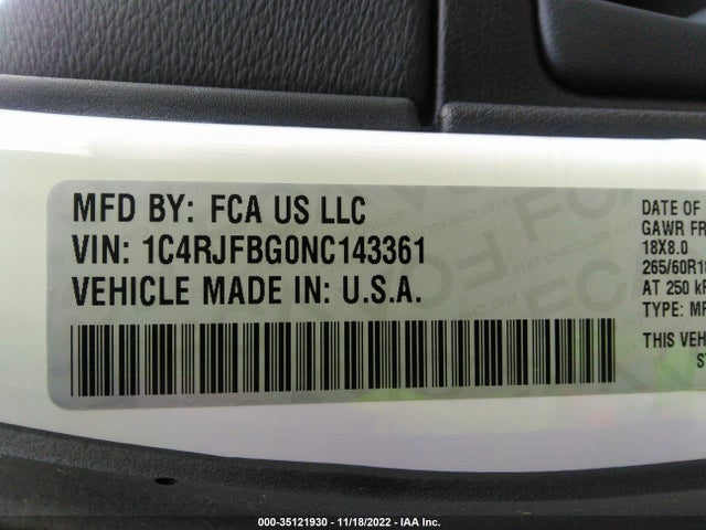 2022 Jeep Grand Cherokee, VIN: 1C4RJFBG0NC143361