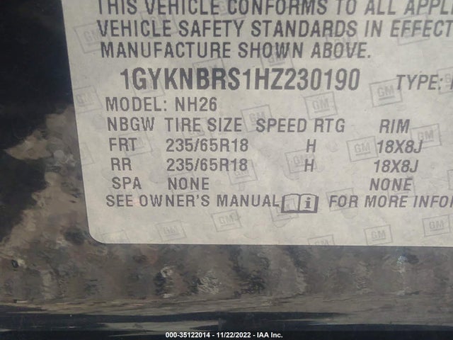 2017 Cadillac XT5, VIN: 1GYKNBRS1HZ230190