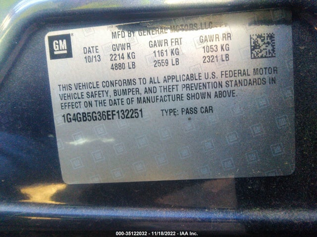 1G4GB5G36EF132251 Buick Lacrosse Leather