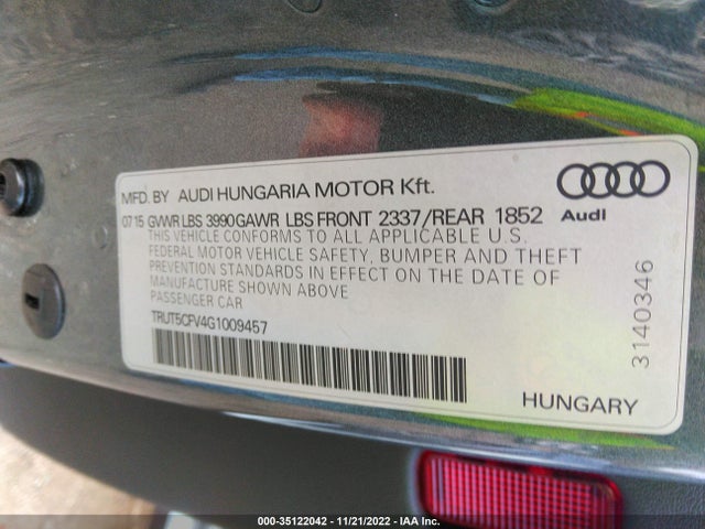 2016 Audi TT, VIN: TRUT5CFV4G1009457