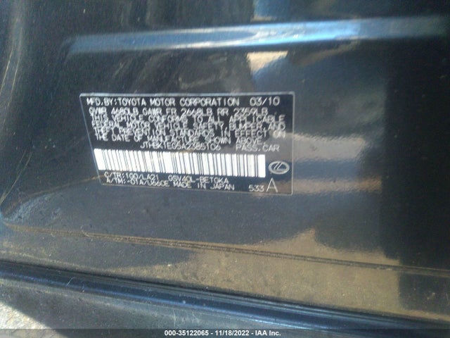 Lexus ES 350 2010 JTHBK1EG5A2385106 Image 11
