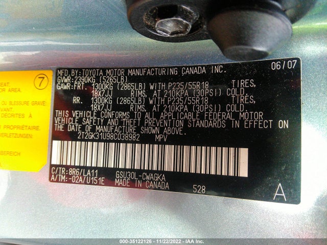 Lexus RX 350 2008 2T2GK31U98C038982 Image 10