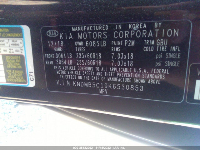 2019 Kia Sedona, VIN: KNDMB5C19K6530853