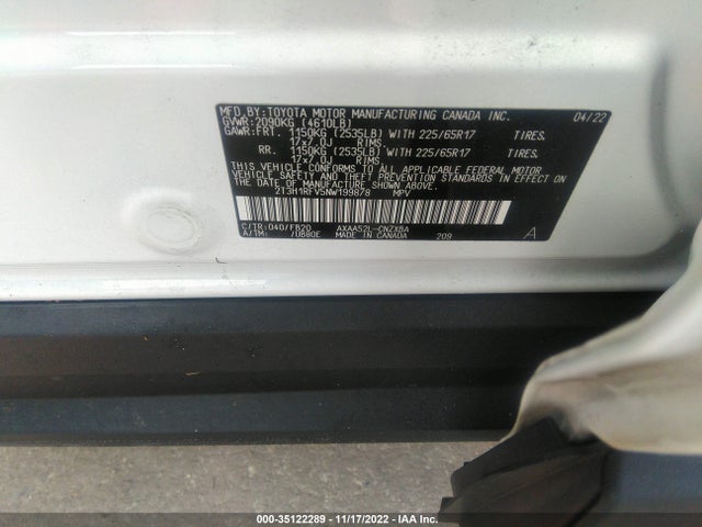 2022 Toyota RAV4, VIN: 2T3H1RFV5NW199878