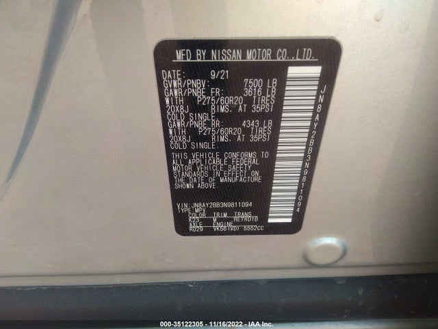 2022 Nissan Armada, VIN: JN8AY2BB3N9811094